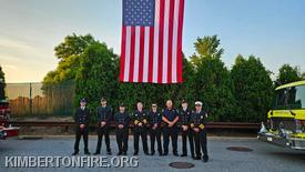 L-R:  Wyatt Peet, Jordan Sands, Nelson Metz, Deputy Chief Chuck Fields, Lieutenant Evan Colegrove, Career Staff Rob Crabtree, Christian Souder and Fire Chief Jay Pollinger.